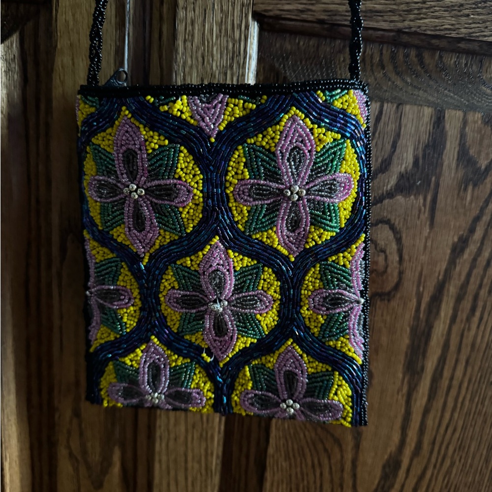 Ermo floral beaded crossbody purse